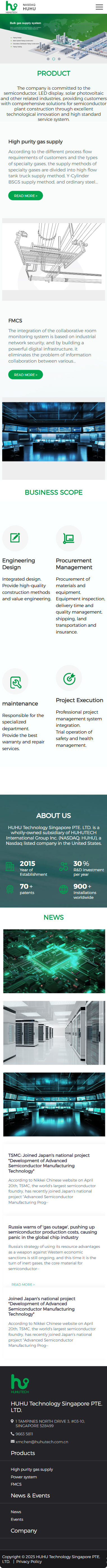 美國納斯達克上市公司虎虎機電新加坡公司英文網(wǎng)站定制建設案例 手機端預覽圖